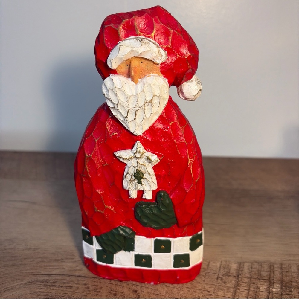 Vintage Jolly Red Santa With Shaped Heart Beard Holiday Decor Old World Style